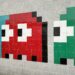 blue, red, and green Pac-Man wall painting