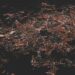 lighted city at night aerial photo
